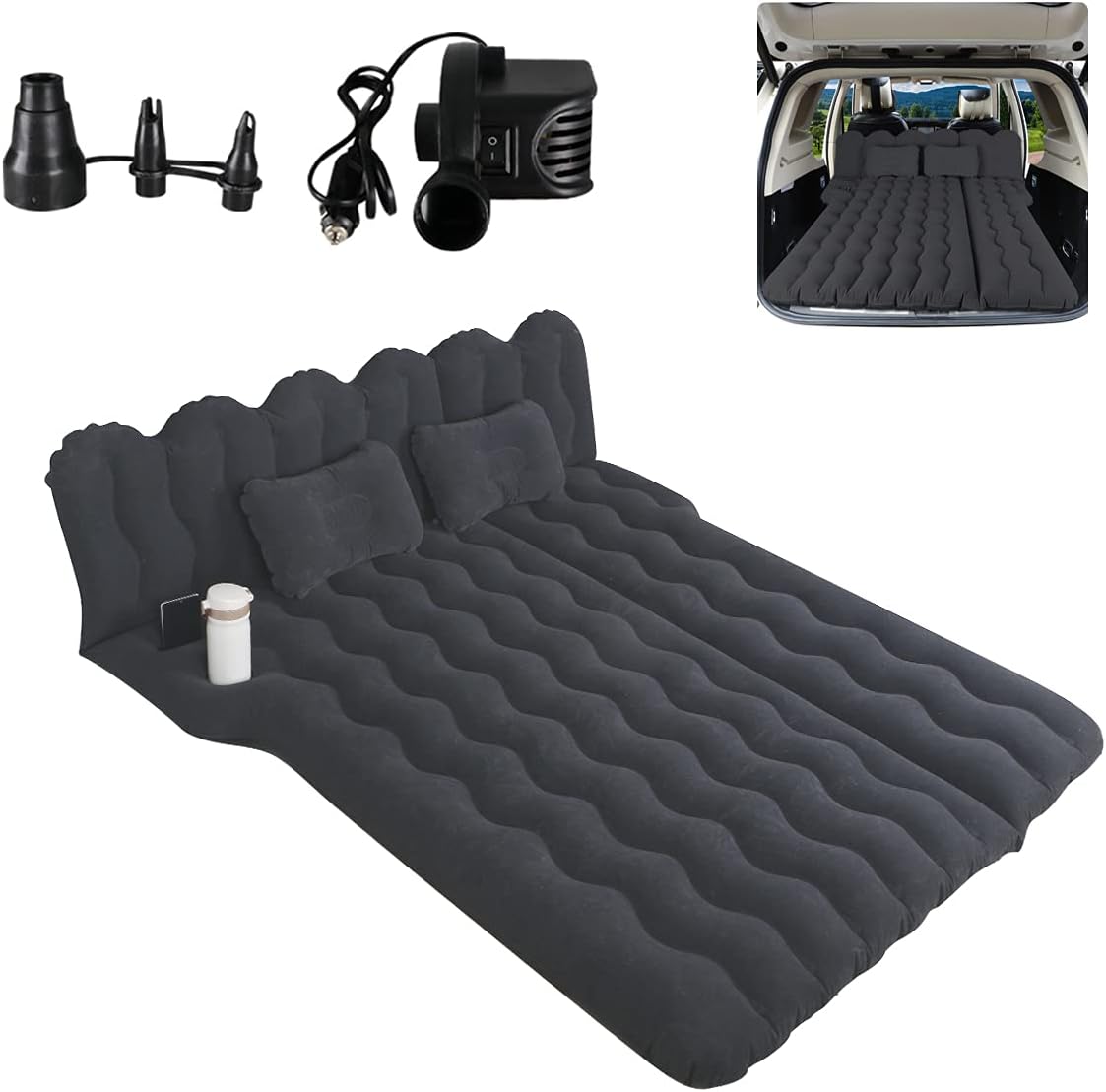 Grey Inflatable Car Mattress with Electric Air Pump F61905