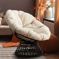 Black Frame Papasan Chair with Fabric Cushion and Metal Swivel Base N3099