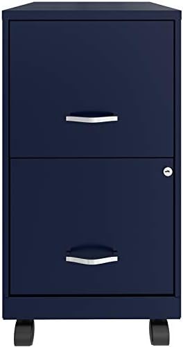 White 2 Drawer Metal Mobile File Cabinet with Lock U3181