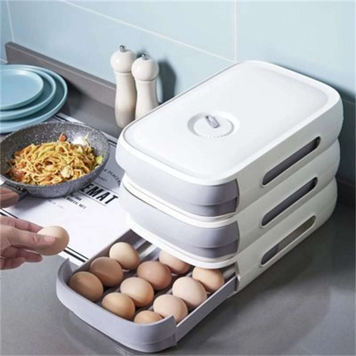 Large-capacity drawer-type egg storage box with lid S222
