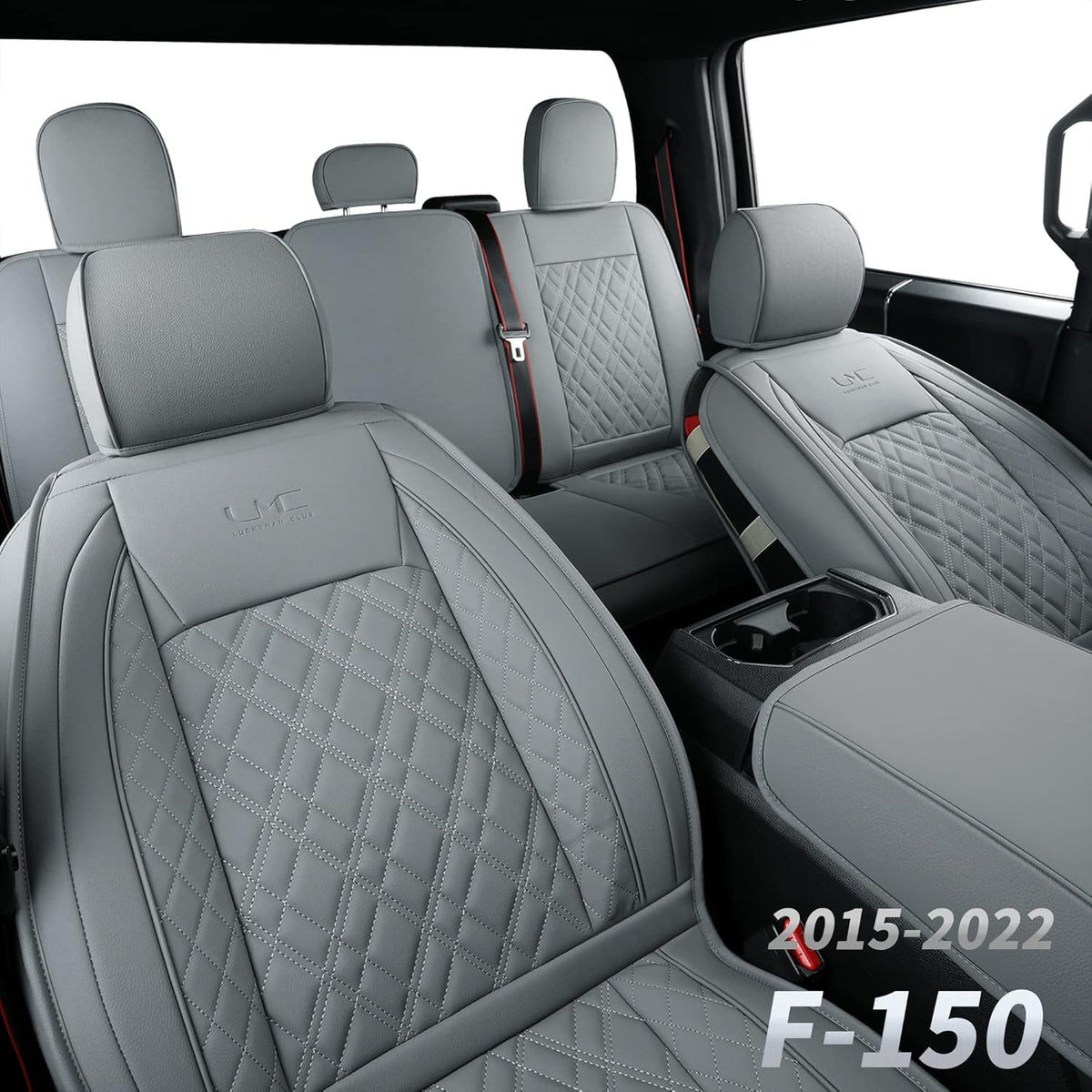 Faux Leather Seat Covers Full Set Black&Blue D501