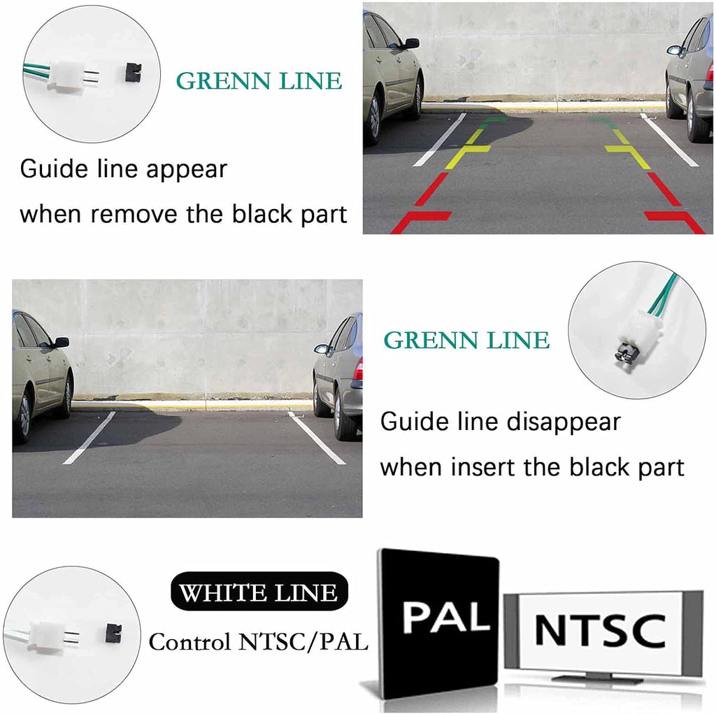 Tailgate Handle Backup Camera for Dodge Ram 1500 2500 3500 (2002-2008) Rear View Reverse Parking Camera with Optional Guideline RCA Connector (Black) E148065