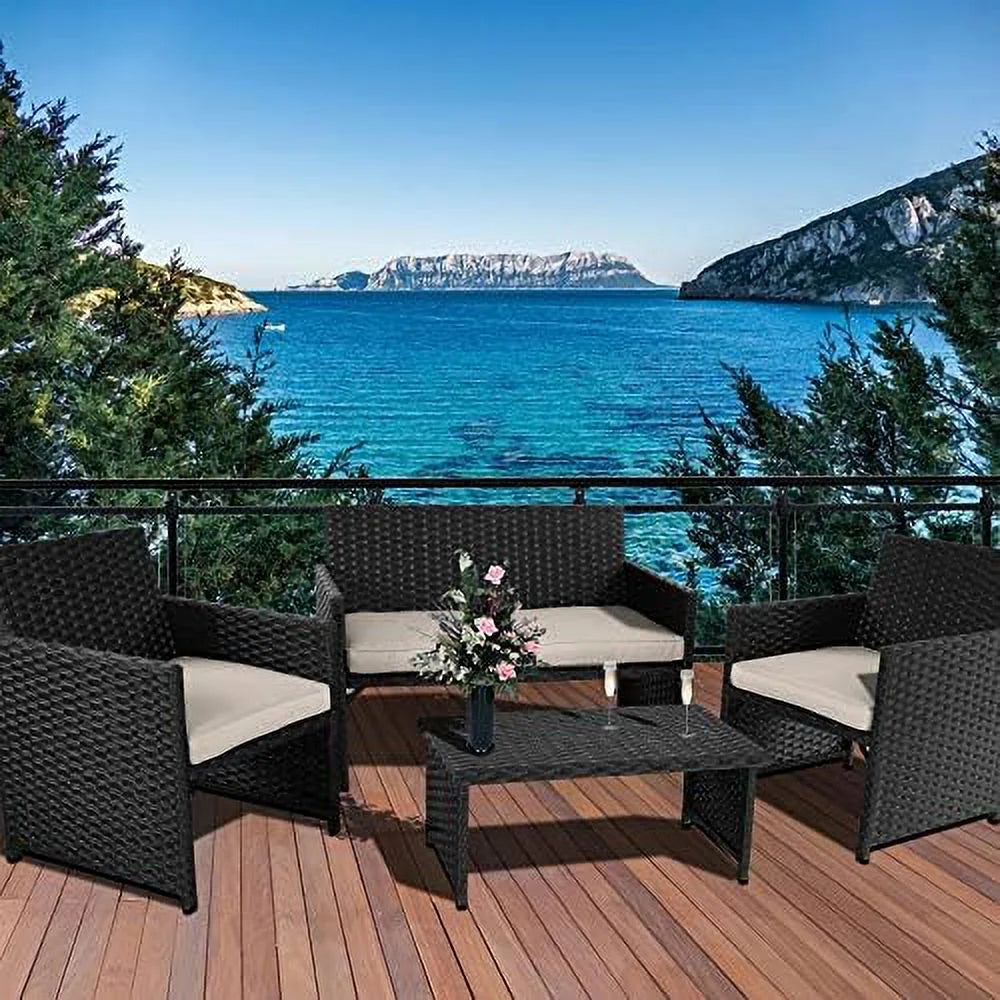 3 Piece Patio Conversation Set with Non-Slip Cushions Royal Blue H599549