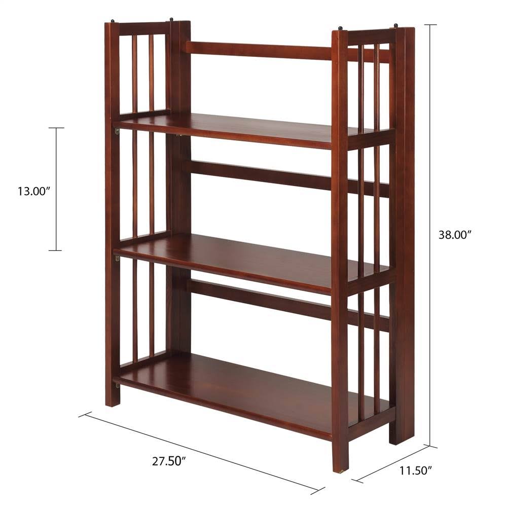 3-Shelf Folding Stackable Bookcase Wide-Walnut B613490