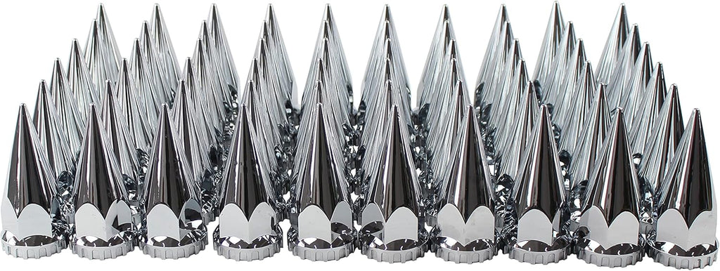 Chrome ABS 33 mm Thread-On Spiked Axle Cover Combo Kit with Removable Hub Caps and Lug Nut Covers S666