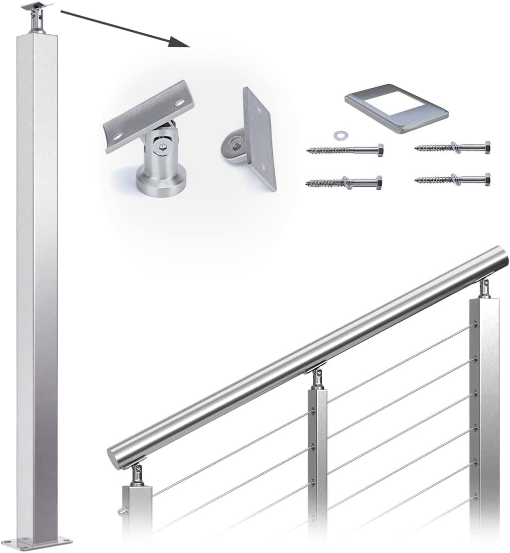 Square Weldless Stainless Steel Cable Railing Corner Post T260051