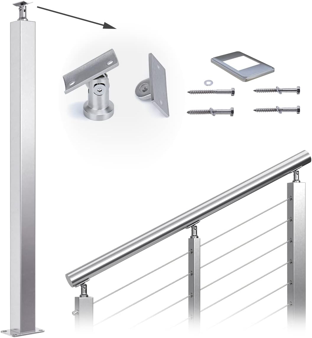Square Weldless Stainless Steel Cable Railing Corner Post T260051