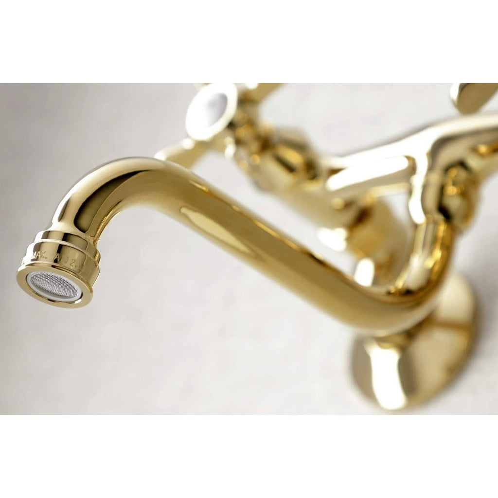 Polished Brass Adjustable Center Wall Mount Bathroom Faucet B580