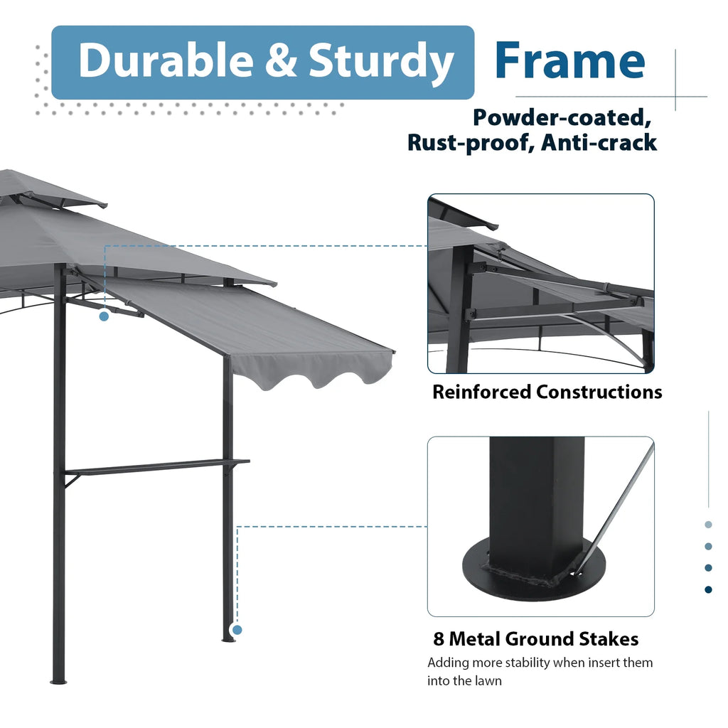 8’ x 5’ Grill Gazebo with Adjustable Side Awning M23012