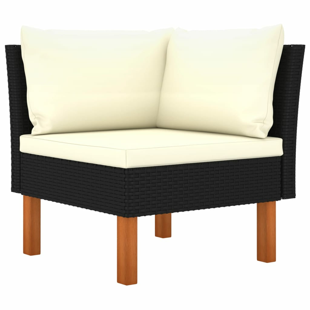 8 Piece Cream White Cushioned Poly Rattan Sectional Outdoor Furniture Set J523
