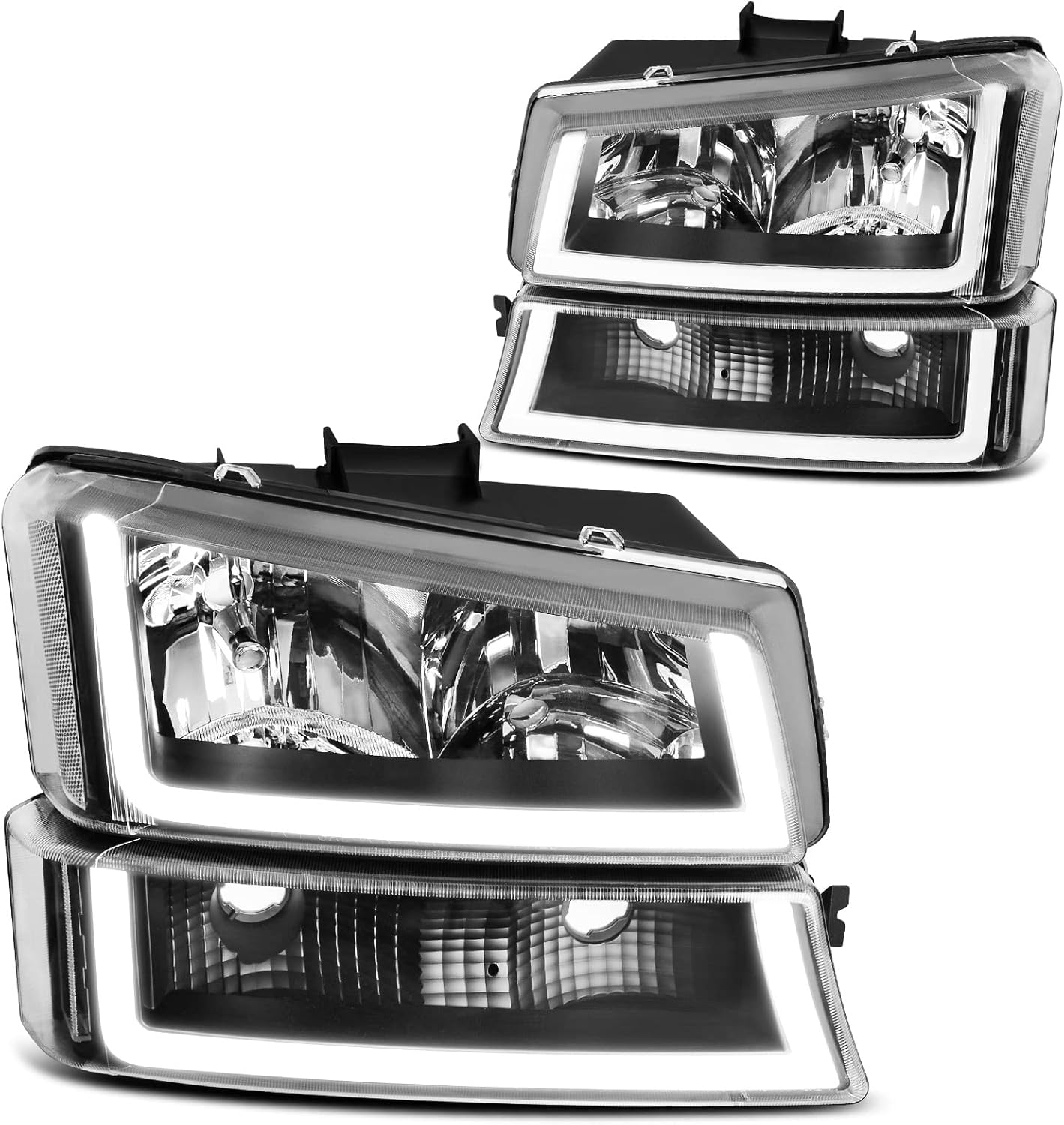 Chrome Headlight Assembly for 2003-2006 Chevy Avalanche Silverado 1500 2500 3500 R3038