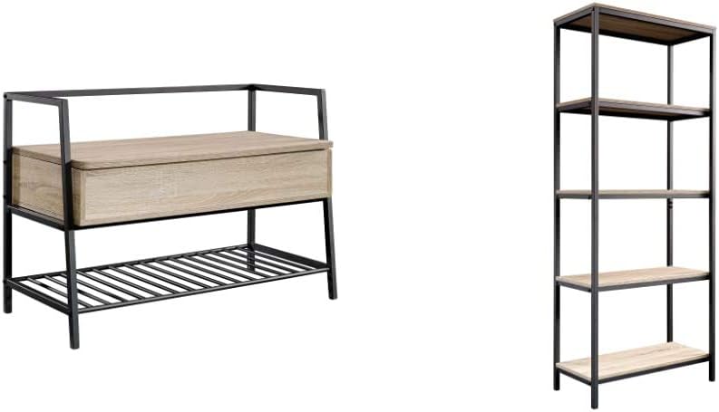 Storage Bench and Tall Bookcase, Charter Oak Finish M9547
