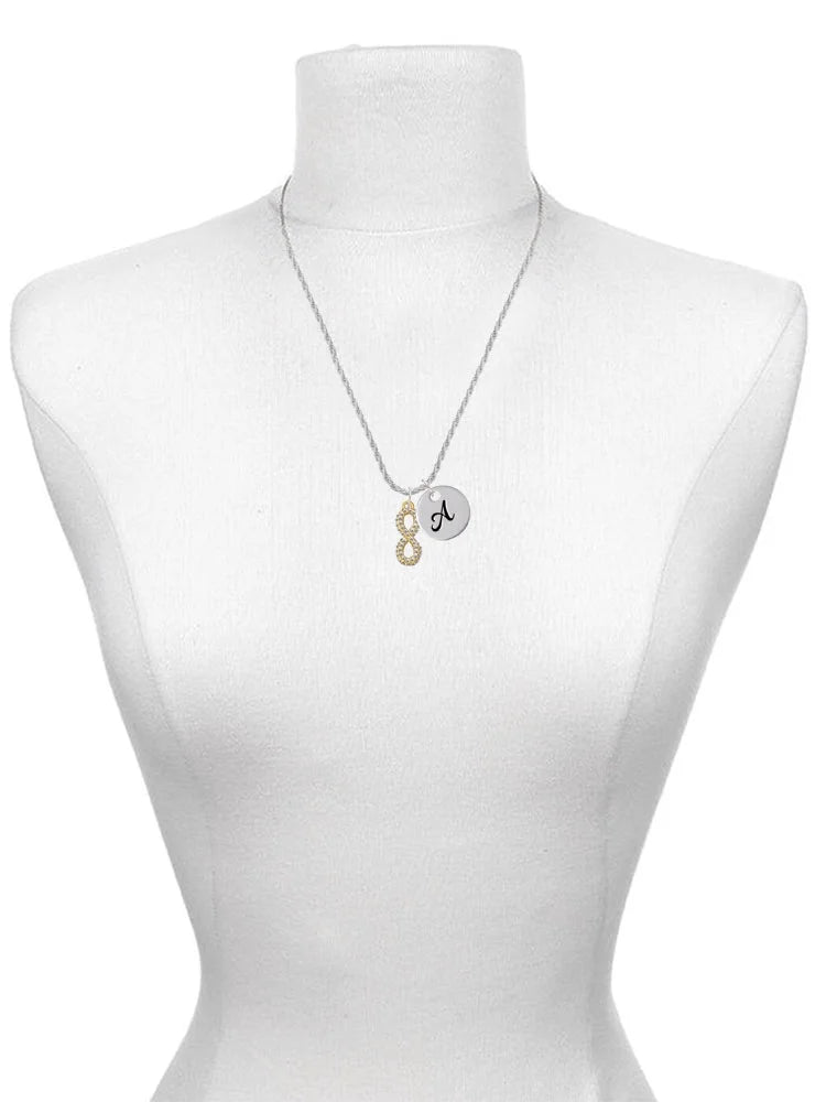Goldtone Crystal Infinity Sign Charm Necklace, 20"+3" G5469