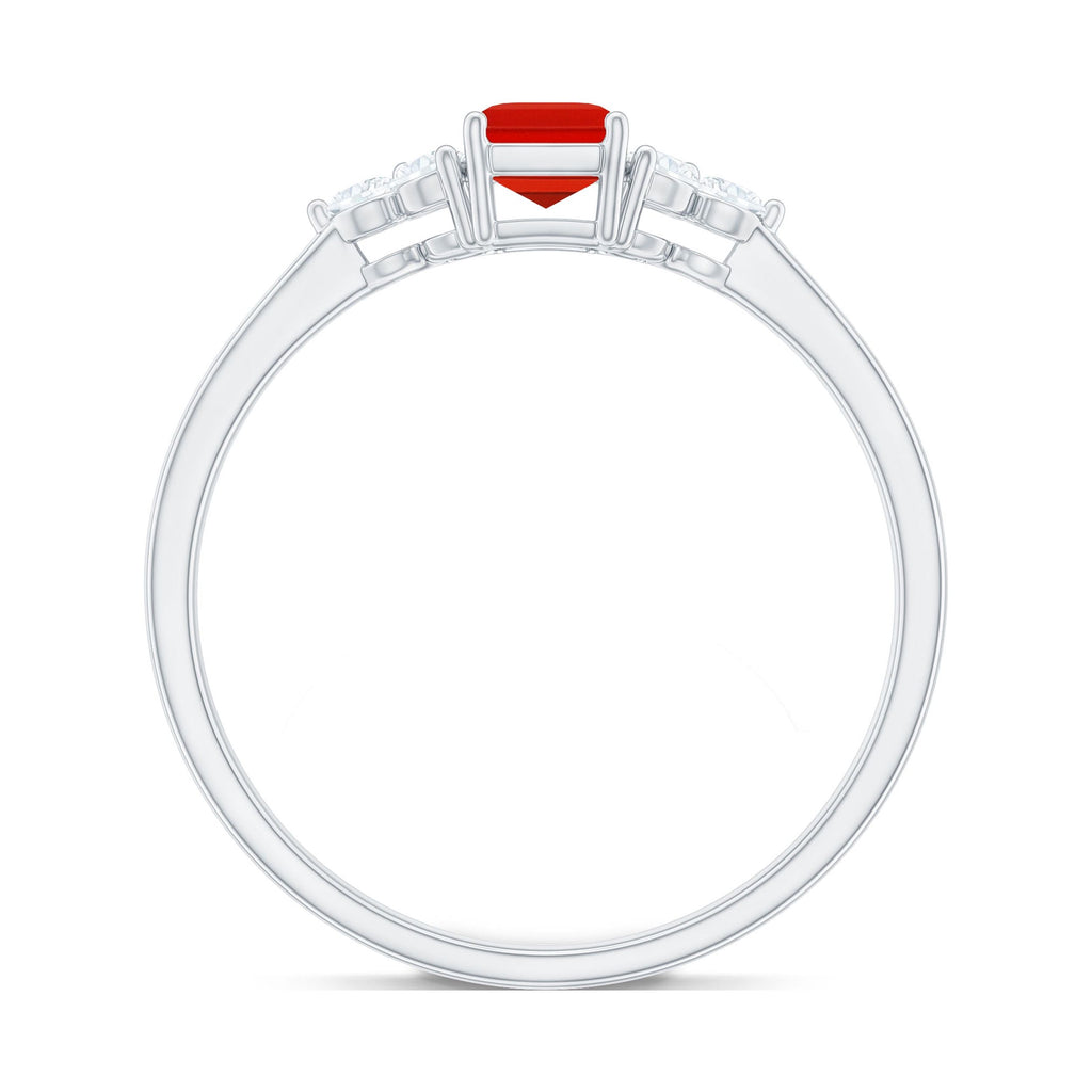 18K White Gold Emerald Cut Diamond Solitaire Ring E298