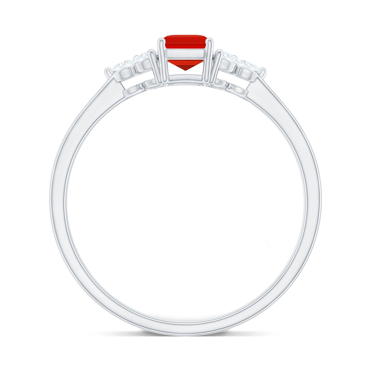 18K White Gold Emerald Cut Diamond Solitaire Ring E298