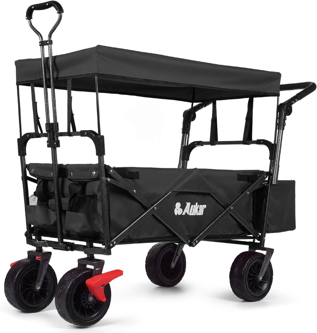 Collapsible Folding Wagon Utility Garden Cart with 7 All-Terrain Wheels Q62016