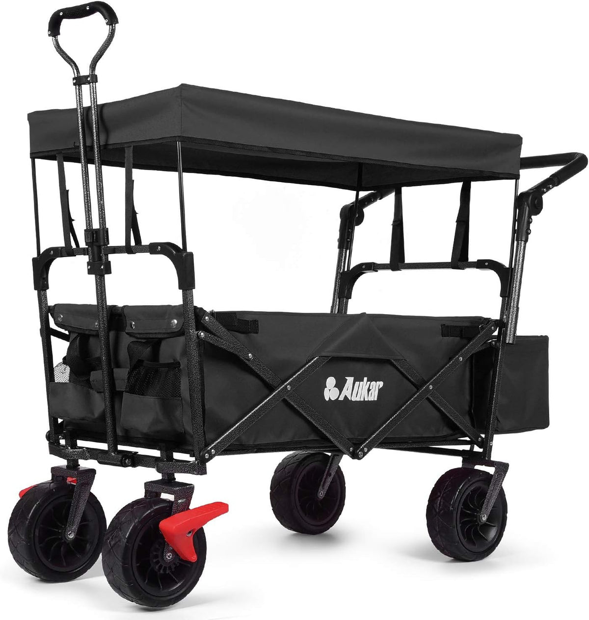 Collapsible Folding Wagon Utility Garden Cart with 7 All-Terrain Wheels Q62016