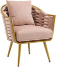 Navy Velvet Accent Chair with Arms and Pillow F977