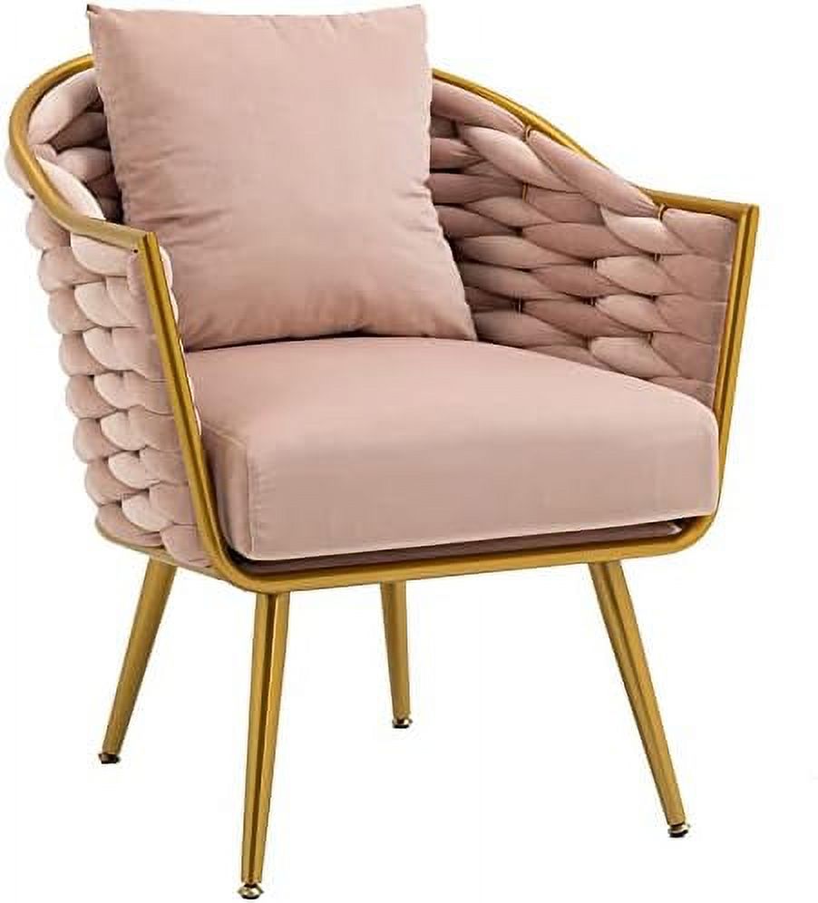 Navy Velvet Accent Chair with Arms and Pillow F977