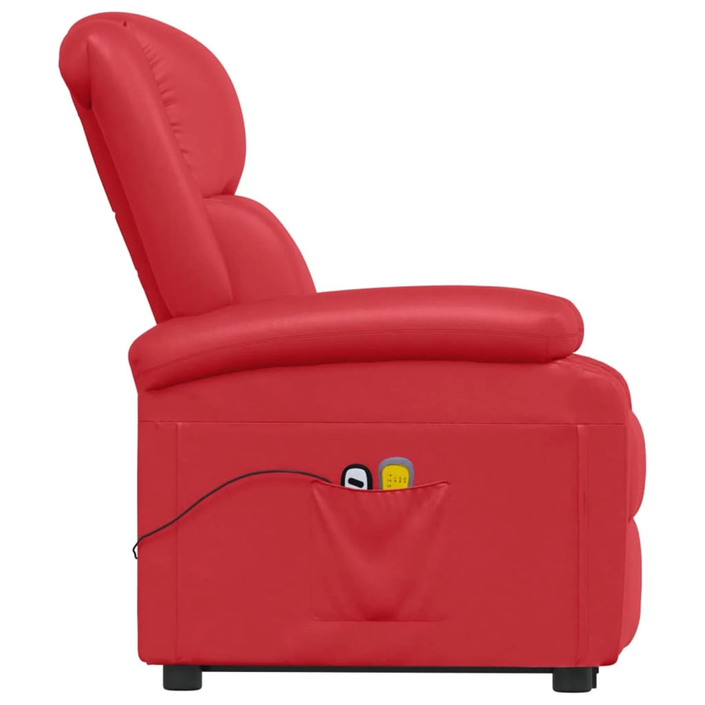 Power Lift Massage Recliner with Adjustable Footrest and Side Pocket, Faux Leather Sofa Chair O12221