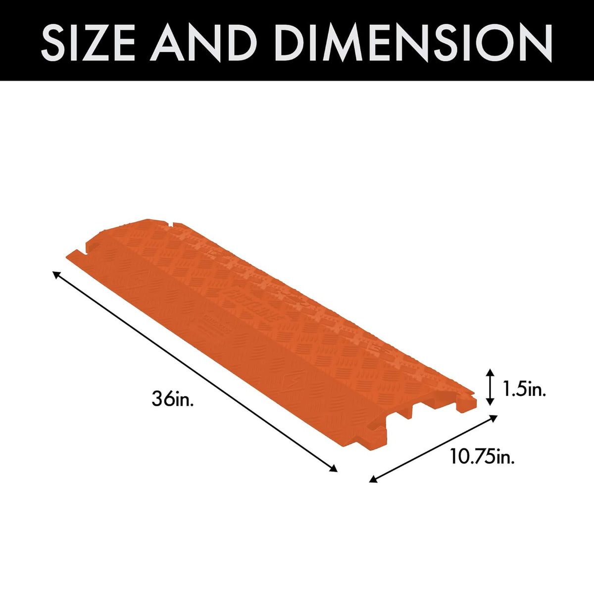 Orange Polyurethane 2-Channel Drop-Over Cable Protector with L-Shaped Connectors G3045