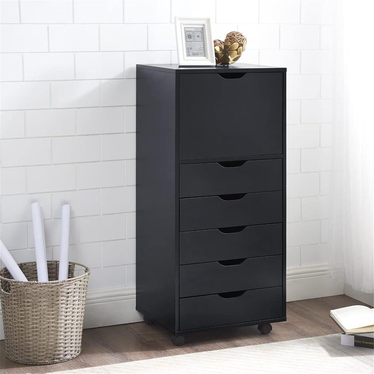 Black 6-Drawer Office Storage Cabinet T62030