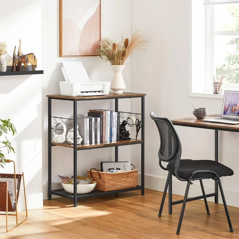 Rustic Brown and Black Metal Bakers Rack K197243