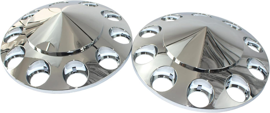 Chrome ABS 33 mm Thread-On Spiked Axle Cover Combo Kit with Removable Hub Caps and Lug Nut Covers S666