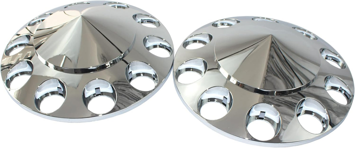 Chrome ABS 33 mm Thread-On Spiked Axle Cover Combo Kit with Removable Hub Caps and Lug Nut Covers S666