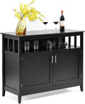 Black Wood Kitchen Storage Cabinet with 2 Doors and Shelf U929676