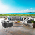 White Gray 6 Piece Aluminum Patio Sectional Sofa Set G90038