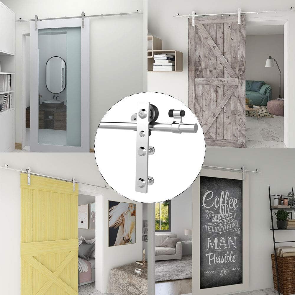 7FT Sliding Barn Door Hardware Kit, Top Mount Stainless Steel Heavy Duty Barn Door Track T6459