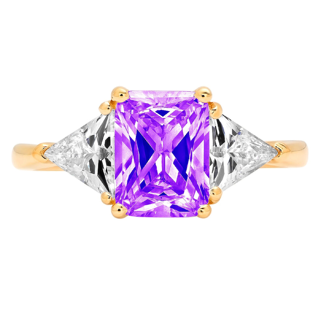 18k Yellow Gold 3 Stone Amethyst Ring Q798587