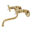 Polished Brass Adjustable Center Wall Mount Bathroom Faucet B580