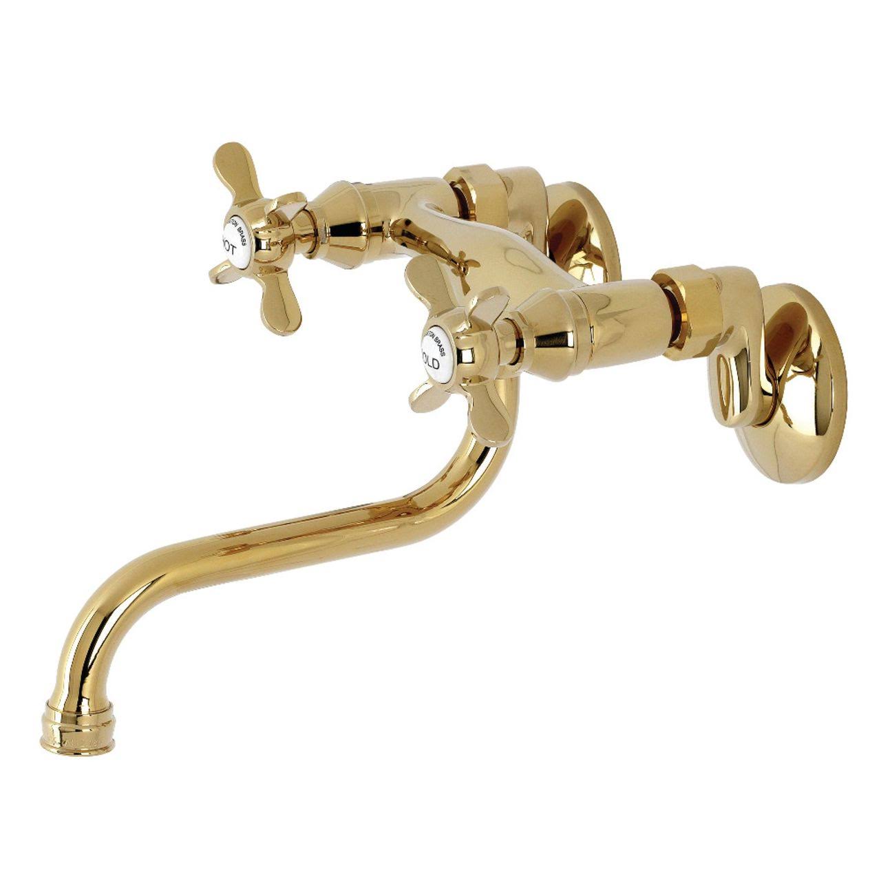 Polished Brass Adjustable Center Wall Mount Bathroom Faucet B580