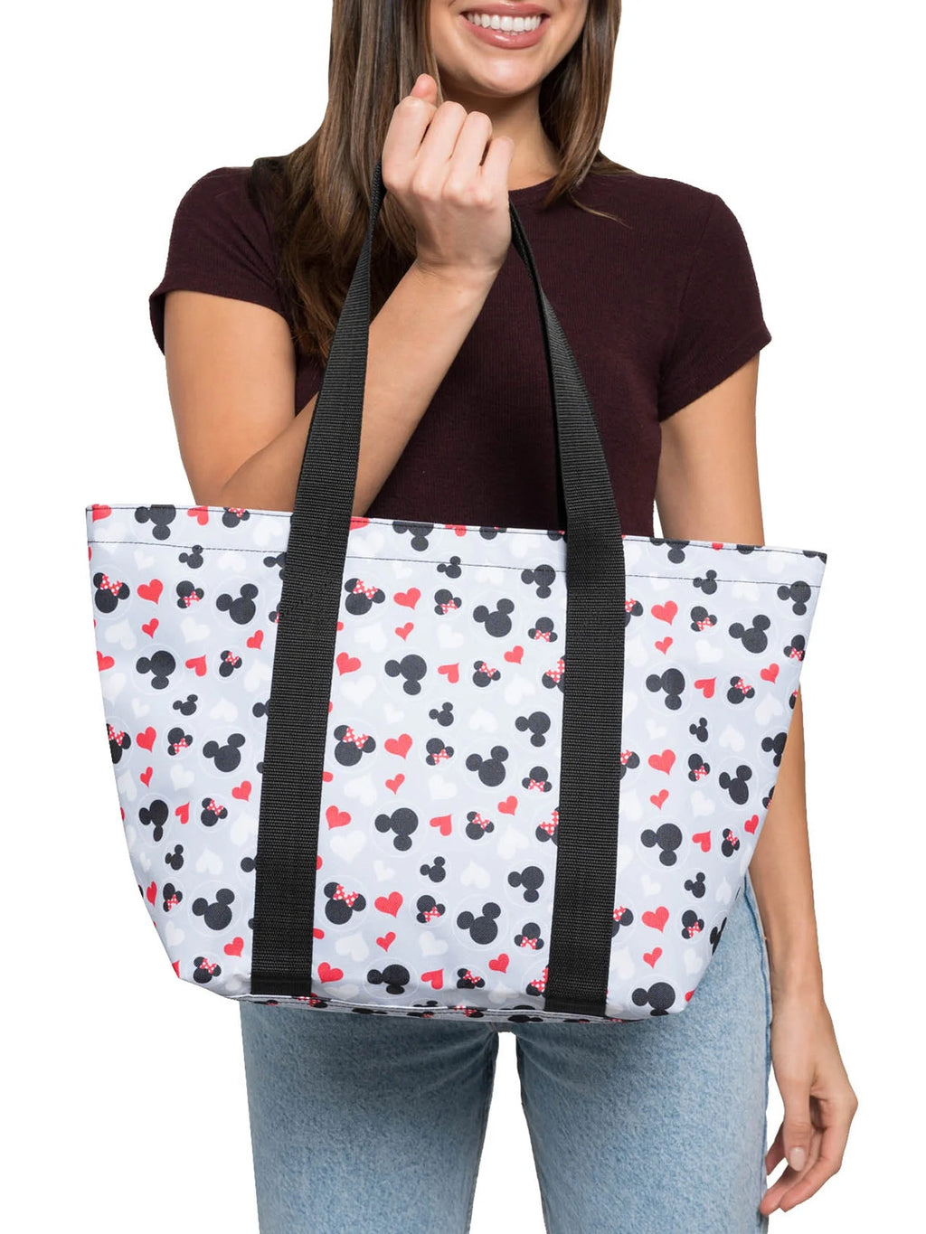 Gray Red White Zip Tote Bag A775