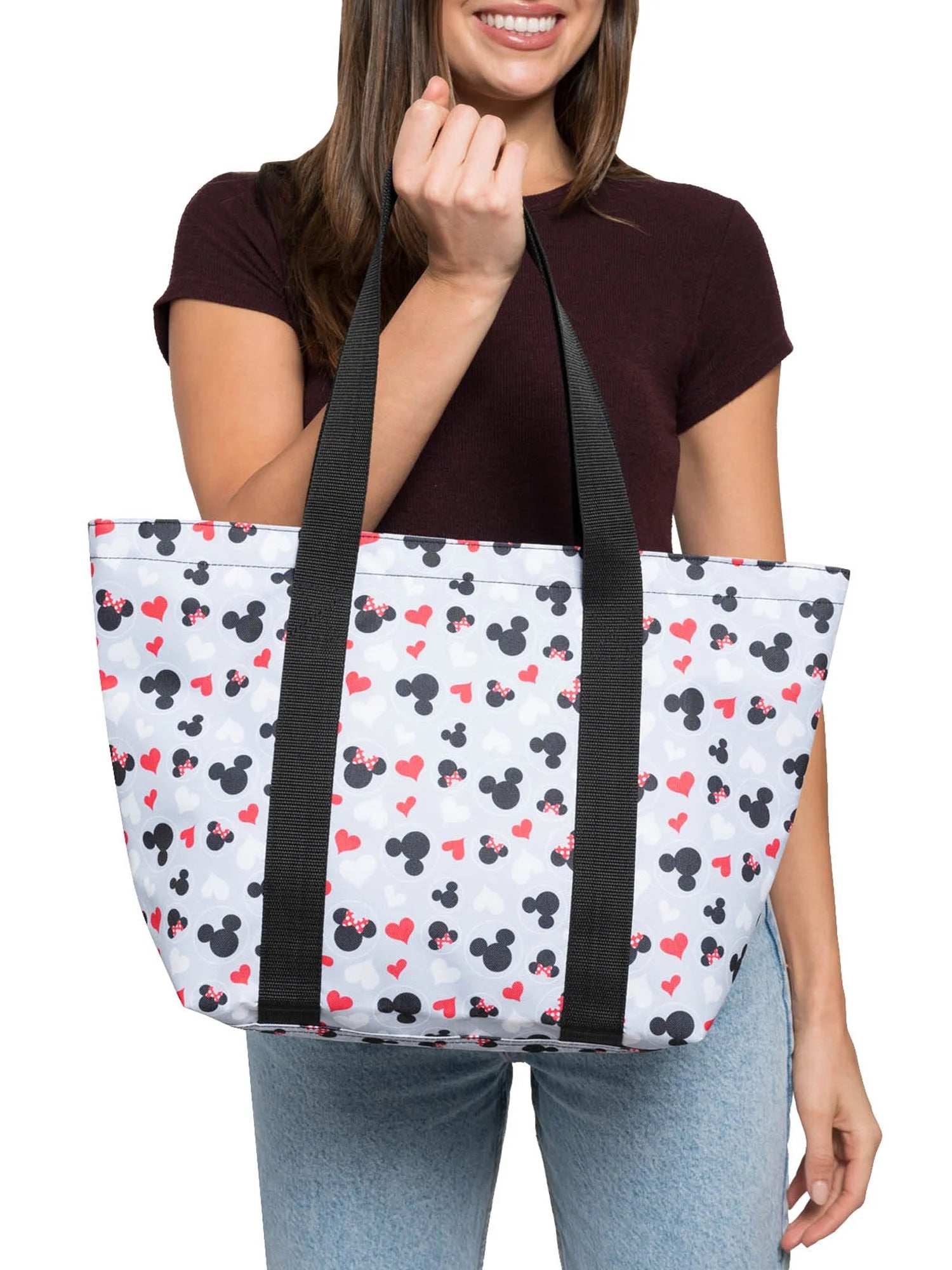 Gray Red White Zip Tote Bag A775