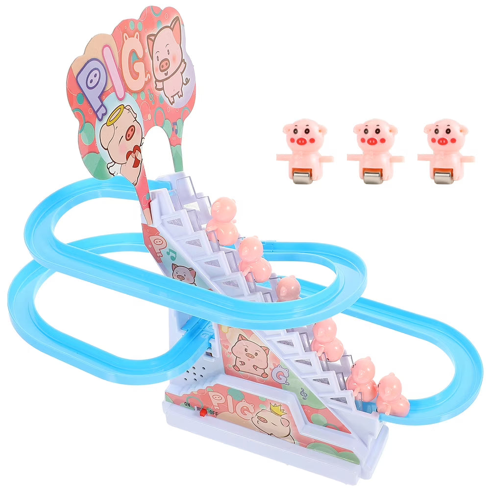 Electric Piggy Climbing Stairs Tracks Slide Toy E960865