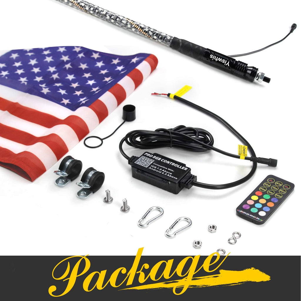Seamless Spiral Wrapped 4FT Lighted Whips with Remote and App Control C97891