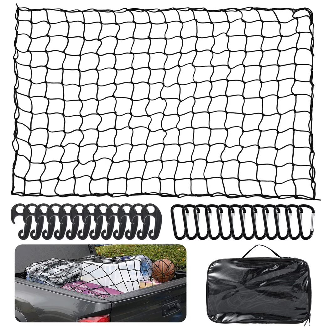 Stretchable Cargo Net with 12 Carabiners, 4 x 6 Ft Stretches to 12 x 18 Ft R275984