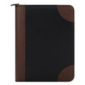 Black/Brown Leather Zipper Binder Z4598