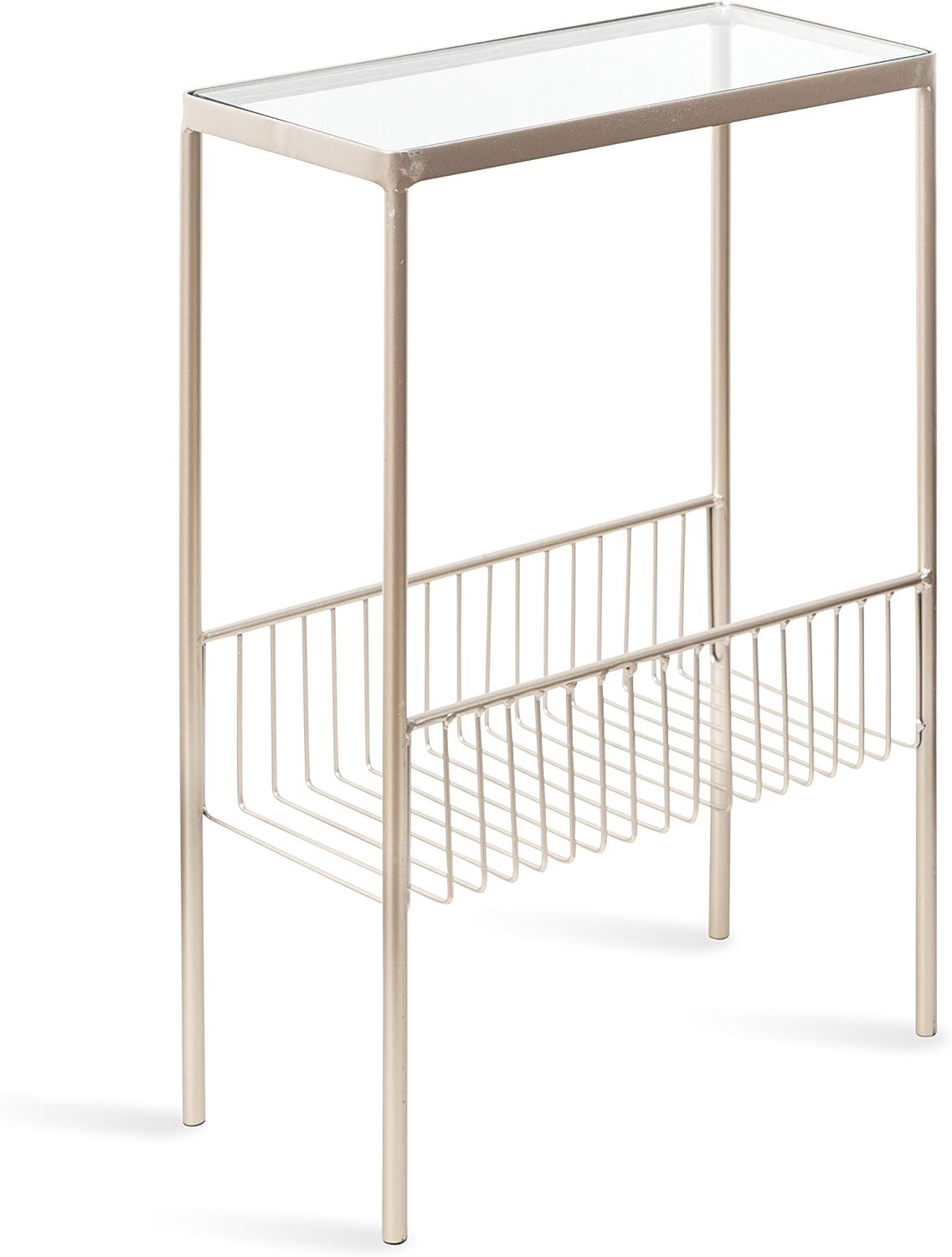 Black Contemporary End Table with Storage Rack L3183