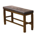 Brown PU & Oak Counter Height Bench with Storage Y155