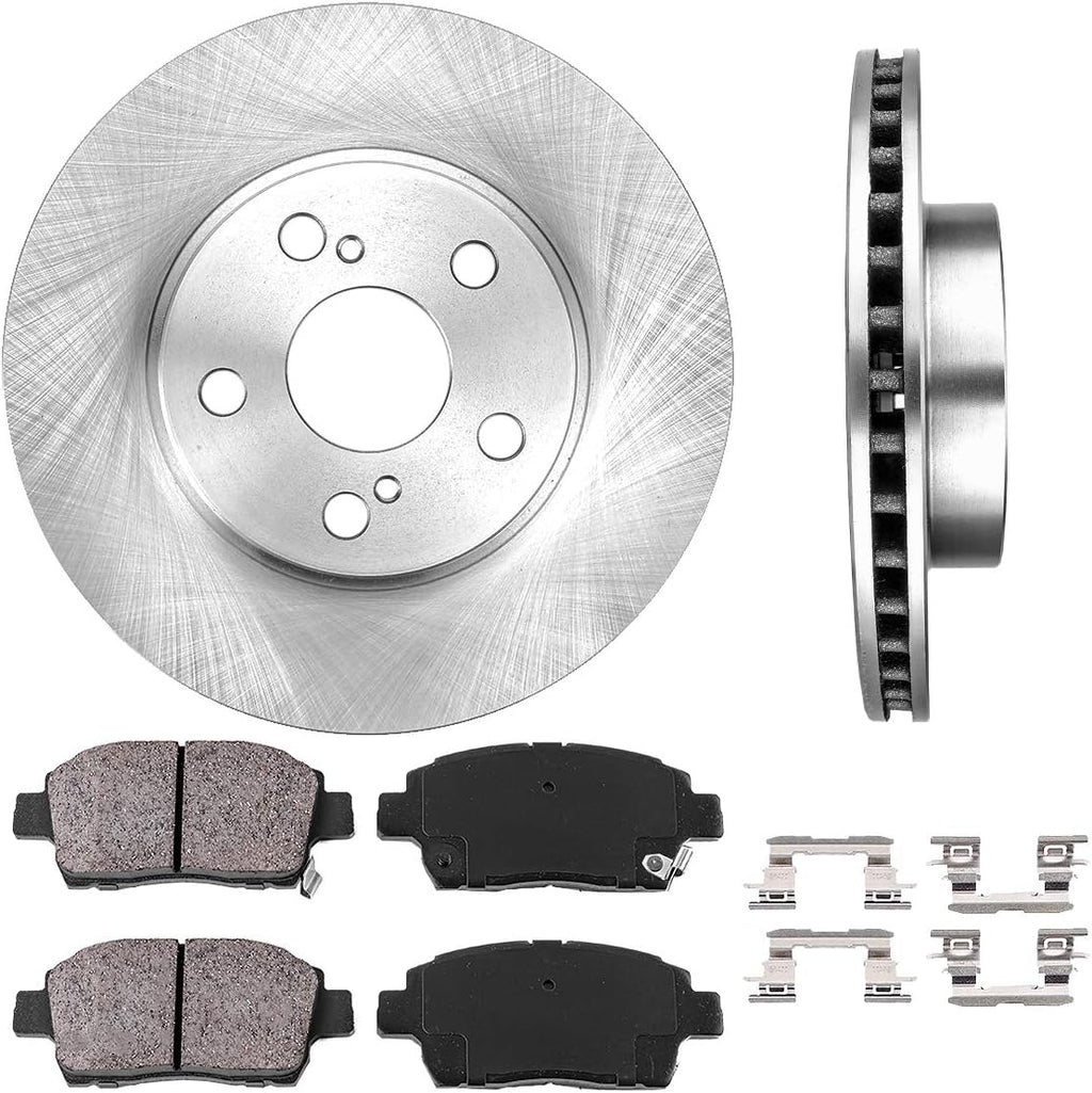 Premium 5 Lug Brake Disc Rotors with Ceramic Brake Pads and Clips W941014