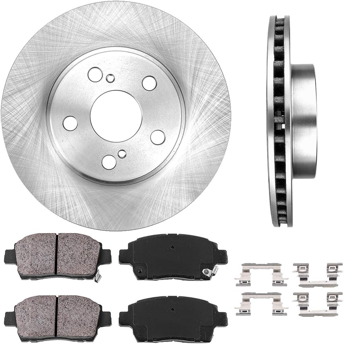 Premium 5 Lug Brake Disc Rotors with Ceramic Brake Pads and Clips W941014