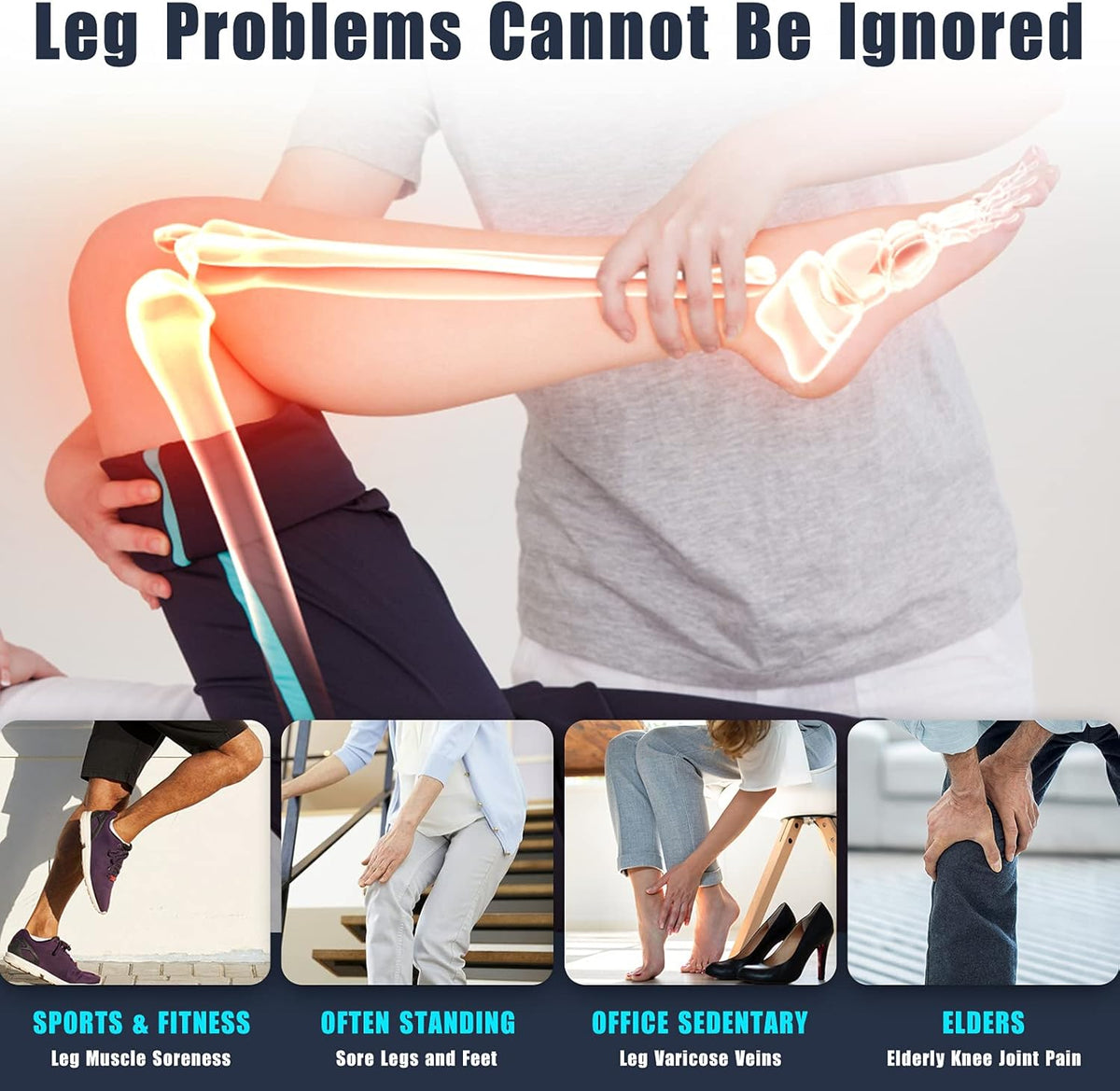Leg Massager with Air Compression, 4 Intensities & 4 Modes J11556