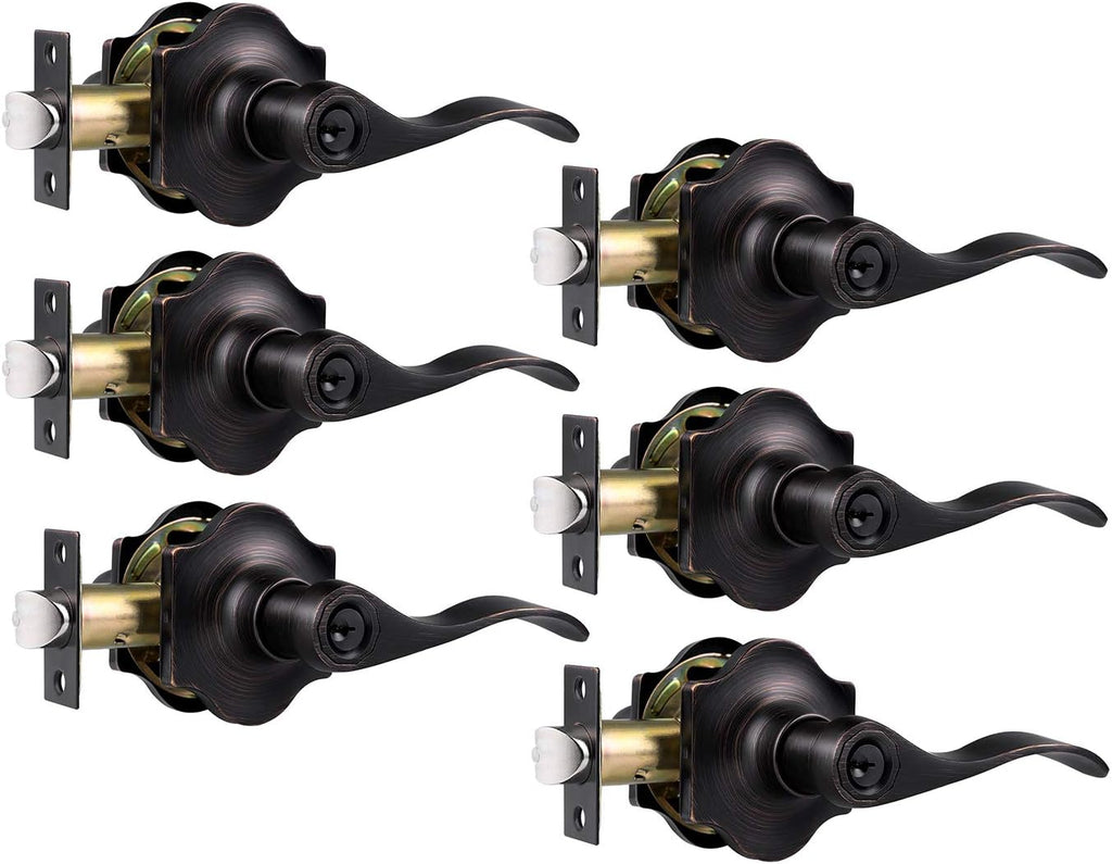 6 Pack Antique Privacy Door Handles Oil Rubbed Bronze Door Lever Set A917806