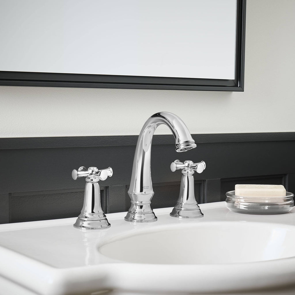 Polished Chrome Widespread Bathroom Faucet with Cross Handles C867685
