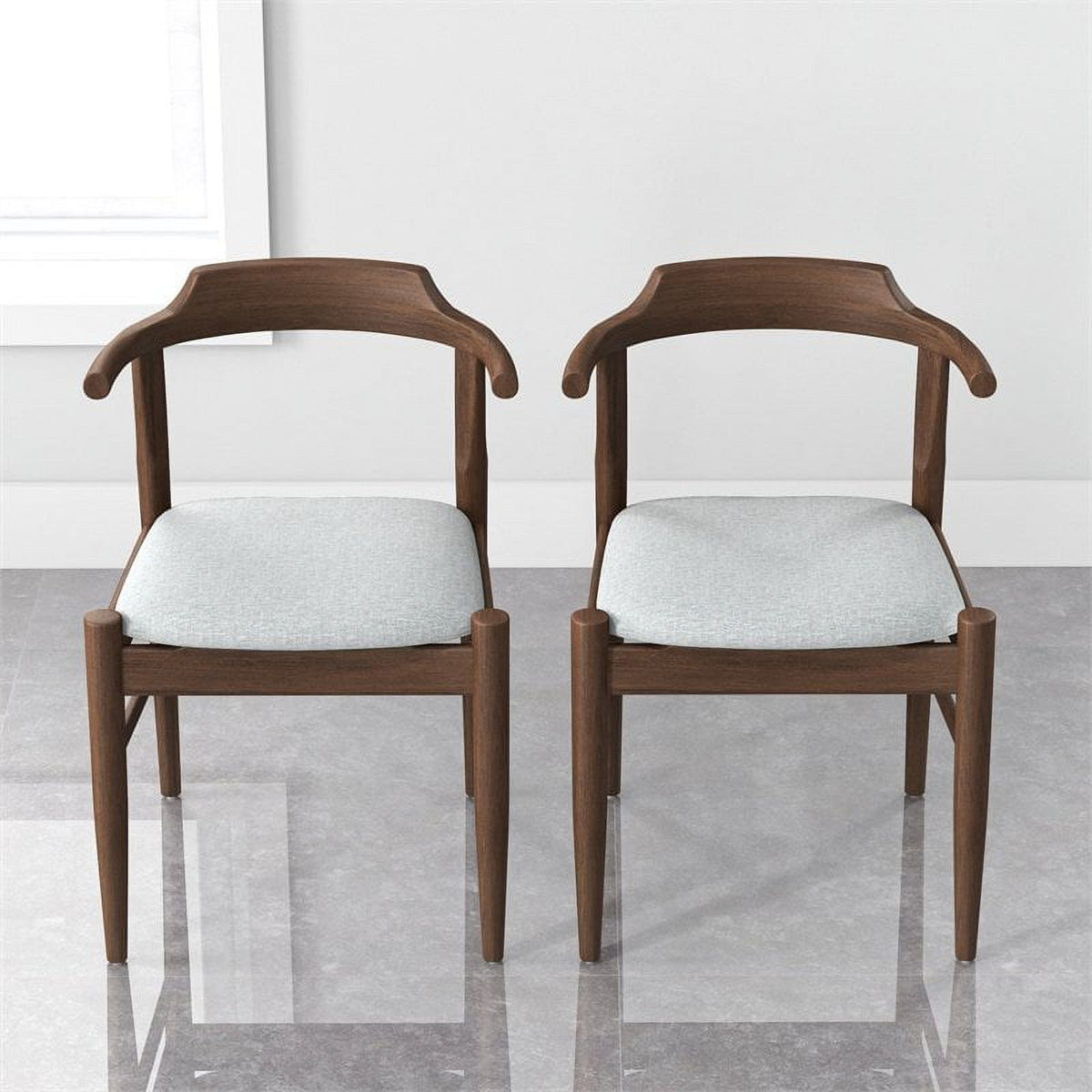 Mid-Century Wood/Fabric Dining Chair in Gray (Set of 2) A13908