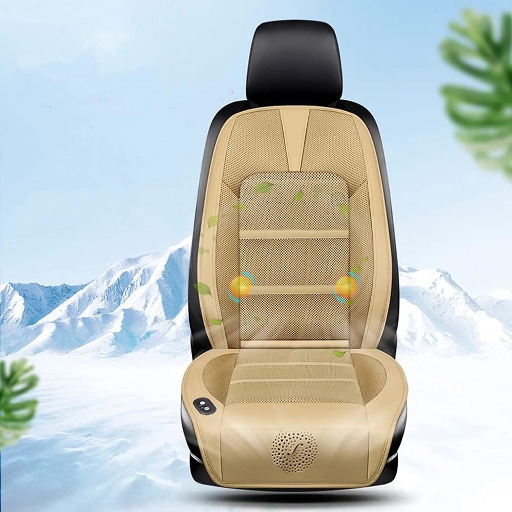 Beige PU Leather Car Seat Cushion Massager Y60671